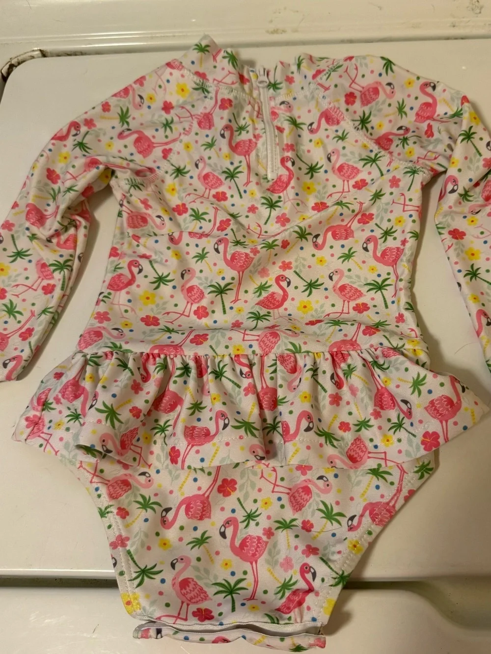 Flap Happy Flamingo rashguard swim bathing suit baby girl infant size 18mos EUC